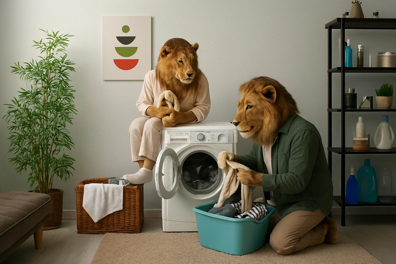 15.-Apr 2 Löwen machen die Wäsche