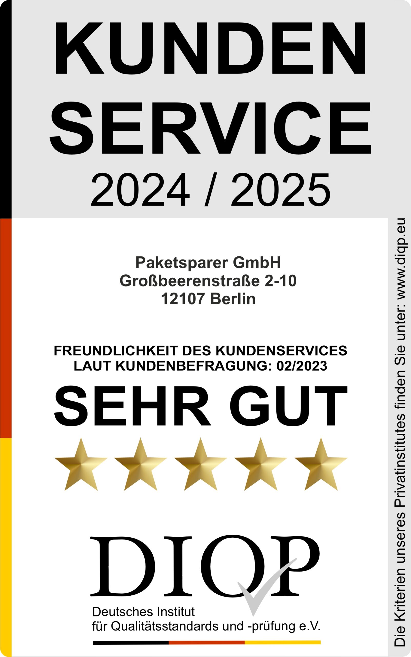 Kunden Service (DIQP) 2024-2025psparer Auszeichnung Kundenservice 2024/2025 – Sehr gut (DIQP)